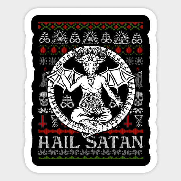 Satanic Christmas Hail Satan Ugly Sweater Hail Satan Sticker